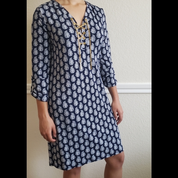 Michael Kors Blue Dress with Gold Rope Chain - Picture 3 of 4